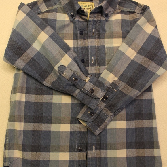 Boys Shirt. 100% cotton, blue check pattern - Picture 4 of 8